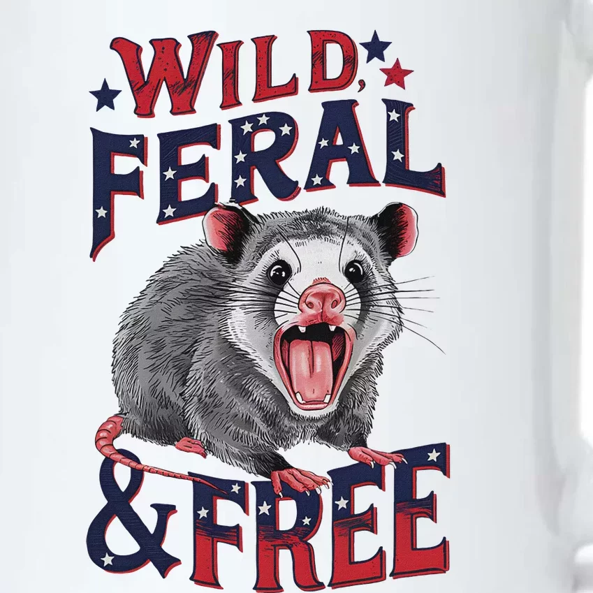 Funny Unhinged Opossum Wild Feral & Free Possum 4th Of July Black Color Changing Mug