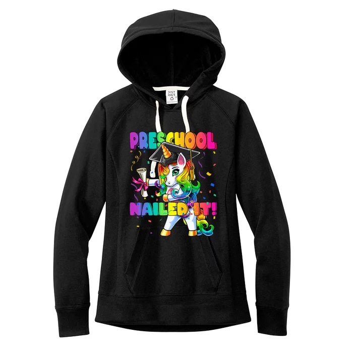 Flossing Unicorn Preschool Graduation Cap Diploma Gift Women's Fleece Hoodie