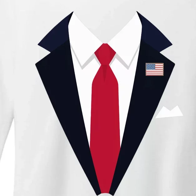 Funny Usa President Trump Suit Easy Halloween Costume Long Sleeve Womens CVC Long Sleeve Shirt