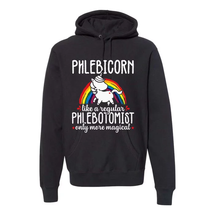 Funny Unicorn Phlebotomist Phlebotomy Technician Nurse RN Premium Hoodie