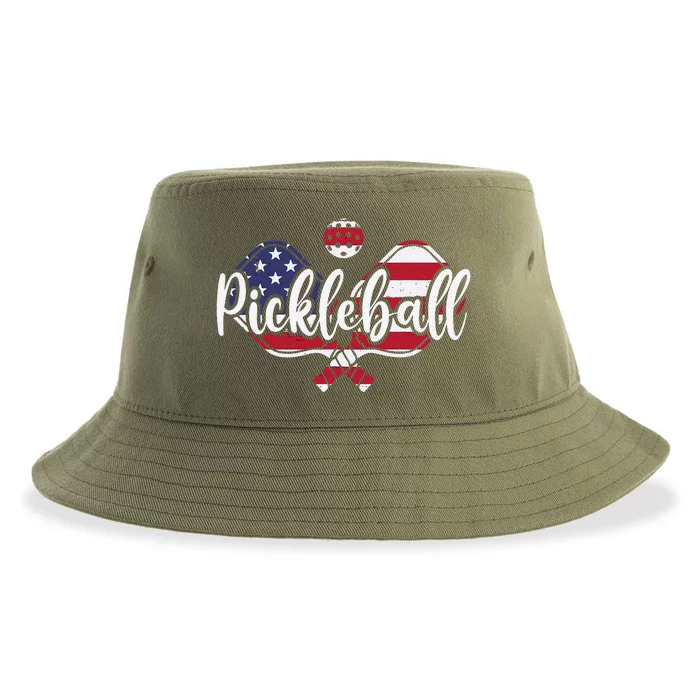 Funny Usa Pickleball Pickleball Player Paddleball Lover Sustainable Bucket Hat