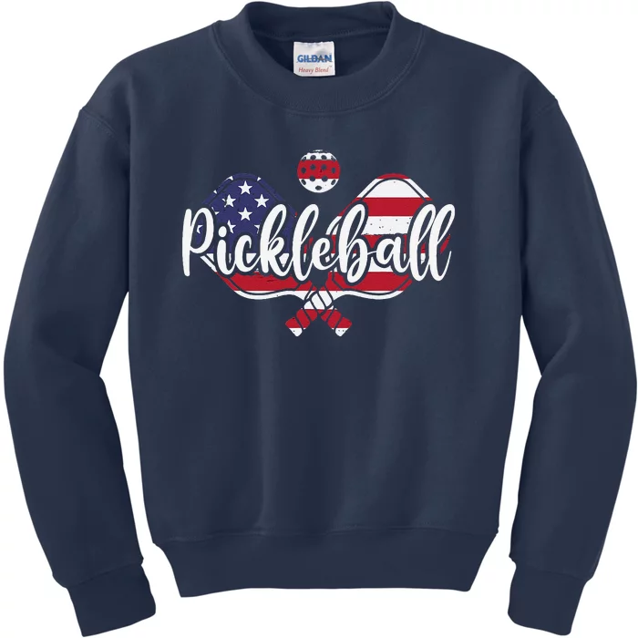 Funny Usa Pickleball Pickleball Player Paddleball Lover Kids Sweatshirt