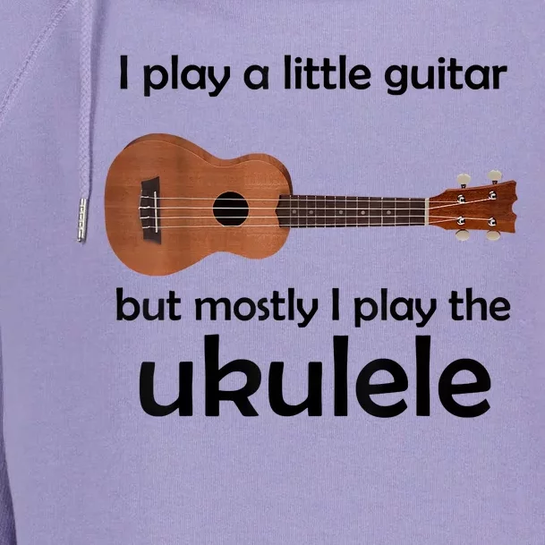 Funny Ukulele Pun Little Guitar Womens Funnel Neck Pullover Hood