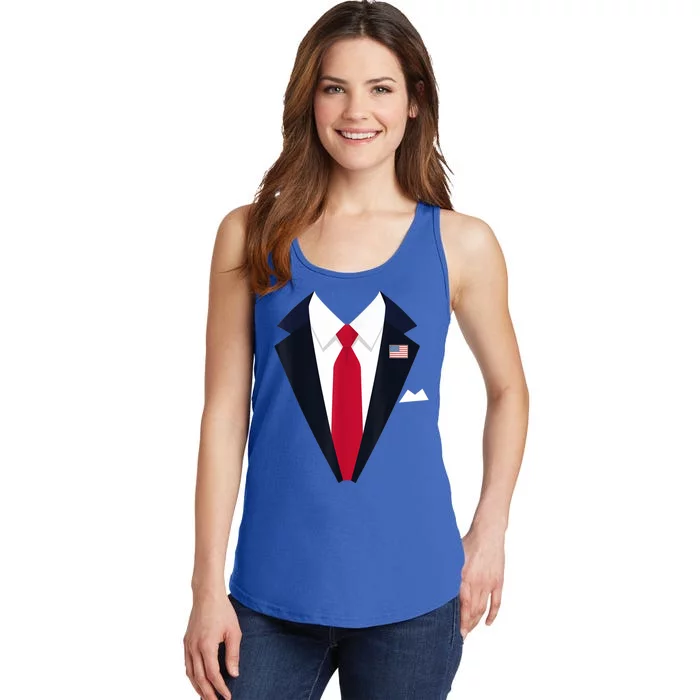 Funny Usa President Trump Suit Easy Halloween Costume Ladies Essential Tank