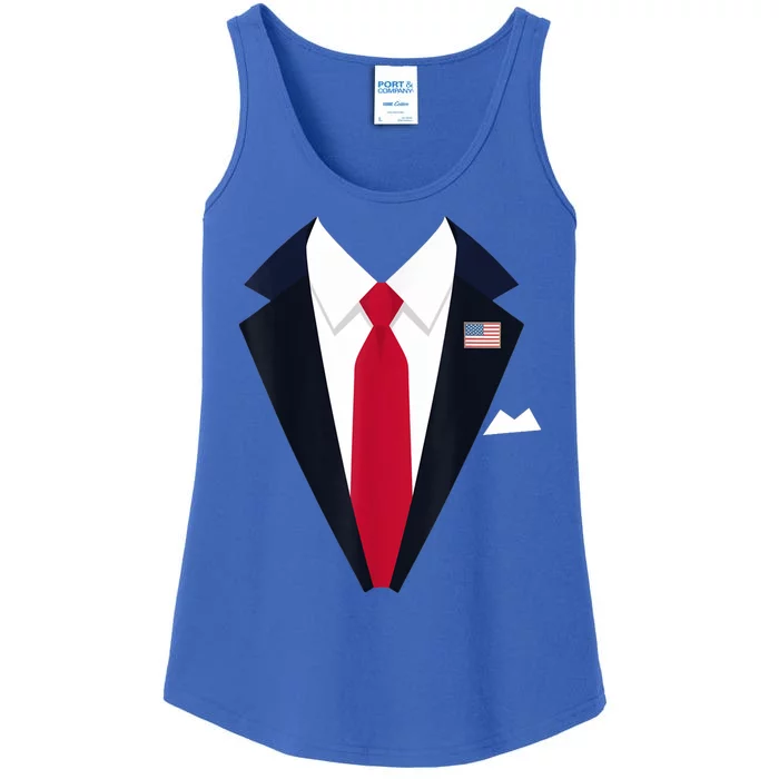 Funny Usa President Trump Suit Easy Halloween Costume Ladies Essential Tank