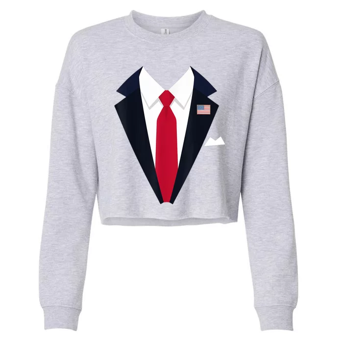 Funny Usa President Trump Suit Easy Halloween Costume Cropped Pullover Crew