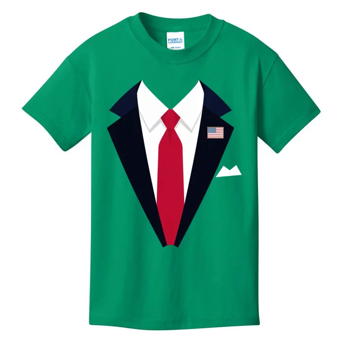 Funny Usa President Trump Suit Easy Halloween Costume Kids T-Shirt