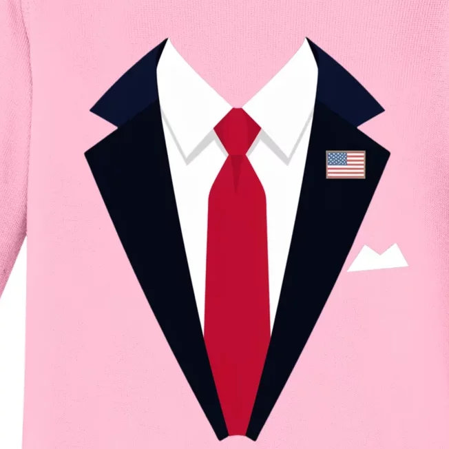 Funny Usa President Trump Suit Easy Halloween Costume Baby Long Sleeve Bodysuit