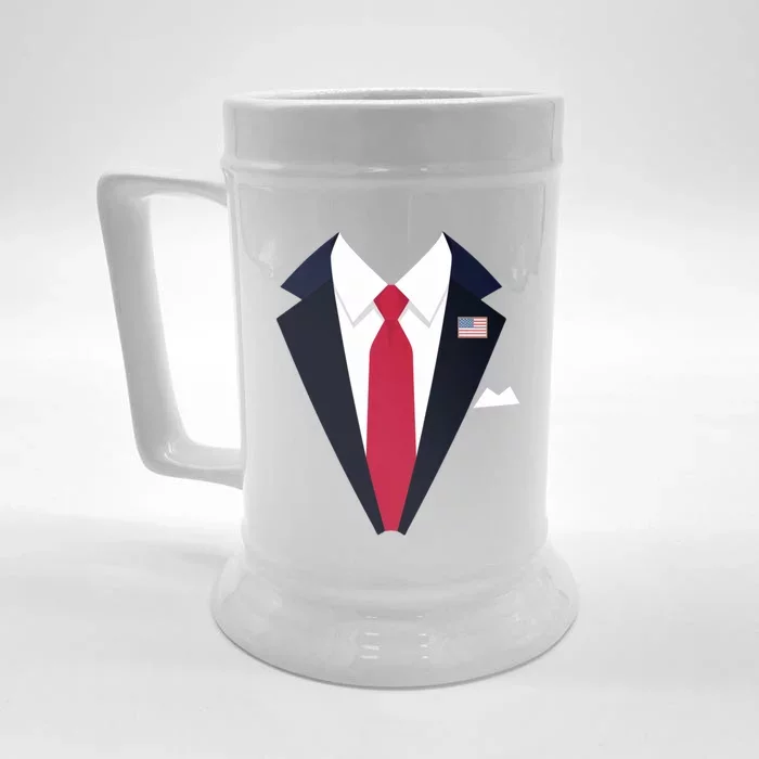 Funny Usa President Trump Suit Easy Halloween Costume Front & Back Beer Stein