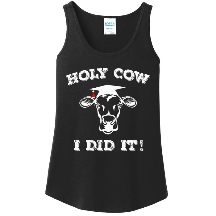 Funny Udderly Proud Graduation Gifts Holy Cow I Did It! Ladies Essential Tank