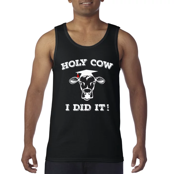 Funny Udderly Proud Graduation Gifts Holy Cow I Did It! Tank Top