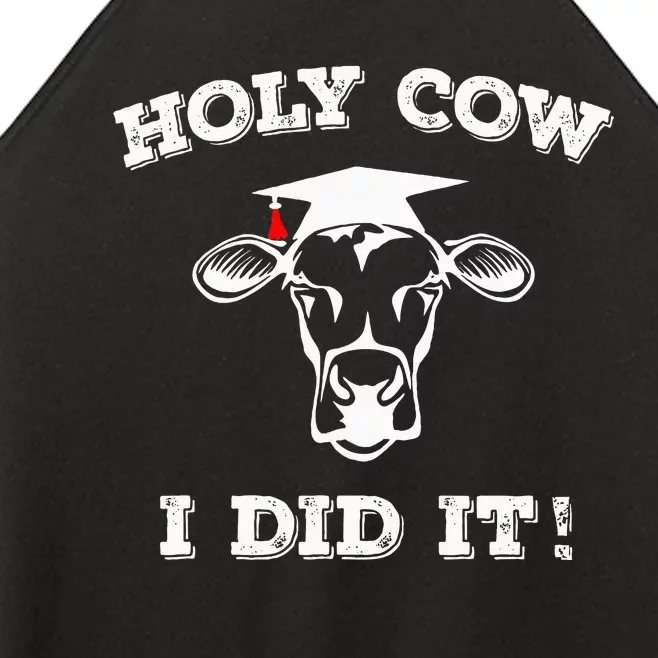 Funny Udderly Proud Graduation Gifts Holy Cow I Did It! Women’s Perfect Tri Rocker Tank