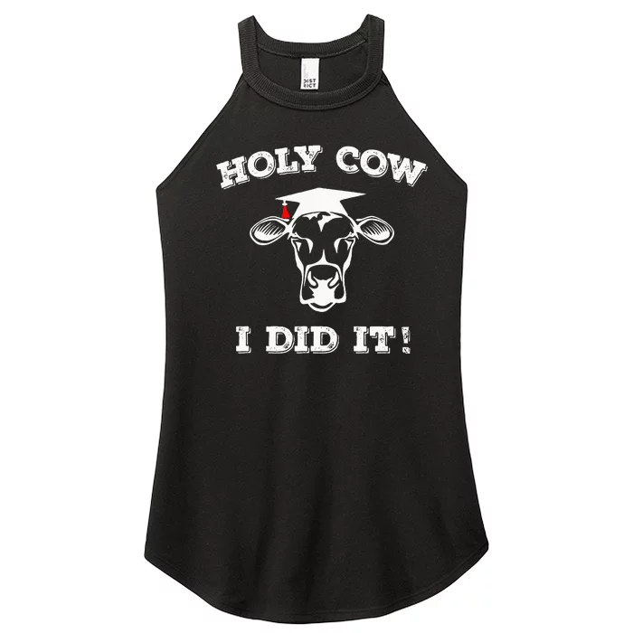 Funny Udderly Proud Graduation Gifts Holy Cow I Did It! Women’s Perfect Tri Rocker Tank