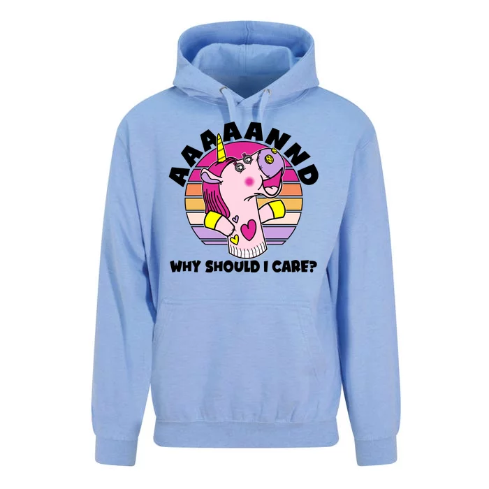 Funny Unicorn Puppet Aaaaand Why Should I Care Unisex Surf Hoodie