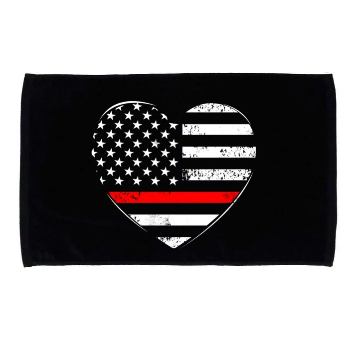 Firefighter Usa Patriotic American Flag Funny Heart Fire Gift Microfiber Hand Towel