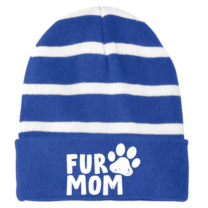 Fur Mom Striped Beanie with Solid Band