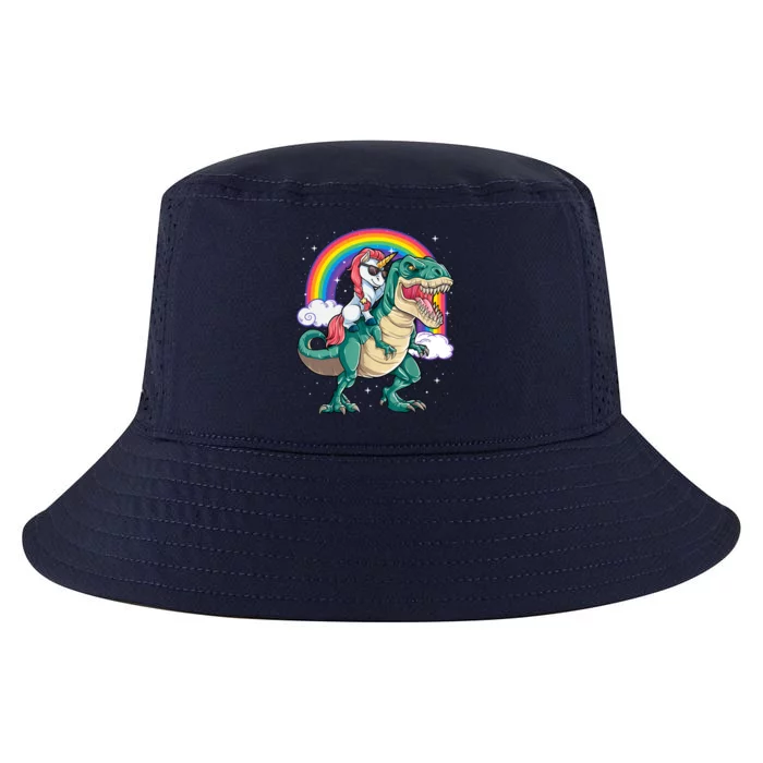 Funny Unicorn Riding T Rex Dinosaur Gift For Boys Girls Men Women Rainbow Gift Cool Comfort Performance Bucket Hat