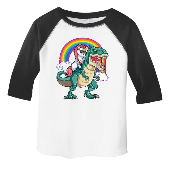 Funny Unicorn Riding T Rex Dinosaur Gift For Boys Girls Men Women Rainbow Gift Toddler Fine Jersey T-Shirt