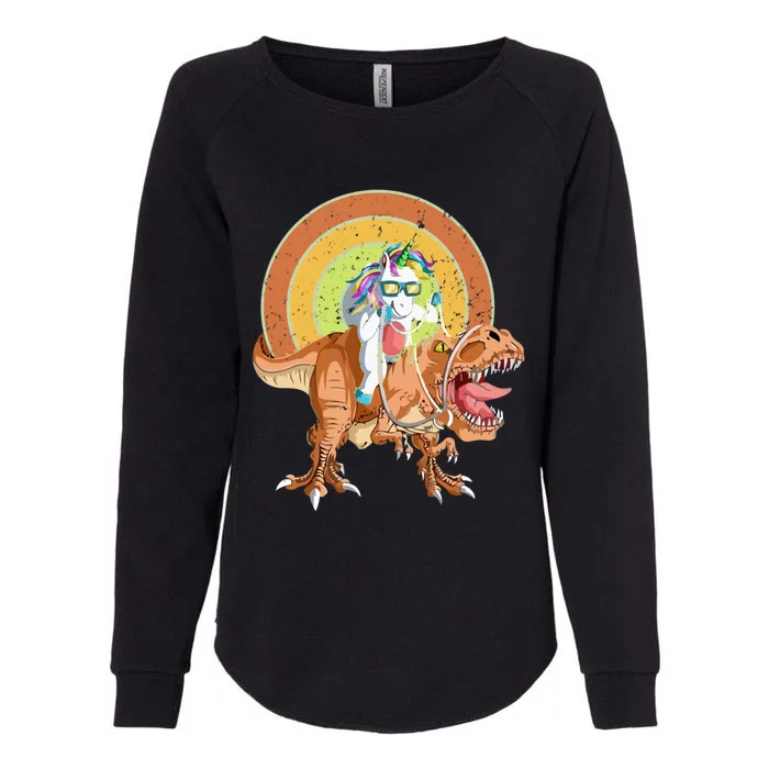 Funny Unicorn Riding Dinosaur Unicorn Costume Lover Gift Womens California Wash Sweatshirt