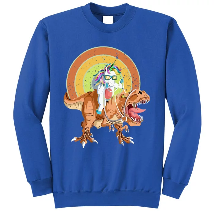 Funny Unicorn Riding Dinosaur Unicorn Costume Lover Gift Tall Sweatshirt