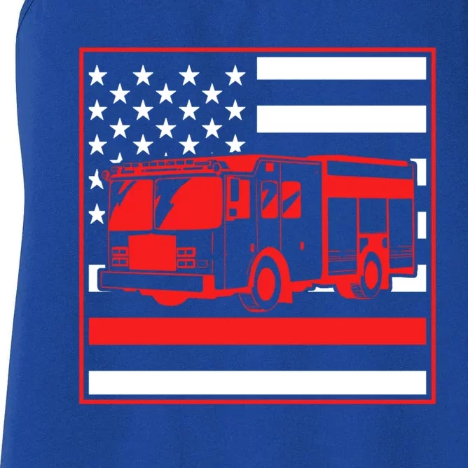 Firefighter Usa Red Lineflag Fire Engine Gift Women's Racerback Tank