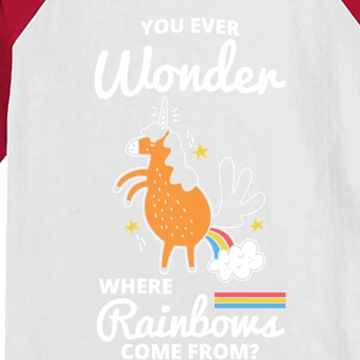 Fun Unicorn Rainbow Fart Poop Where Rainbows From Joke Gift Great Gift Kids Colorblock Raglan Jersey