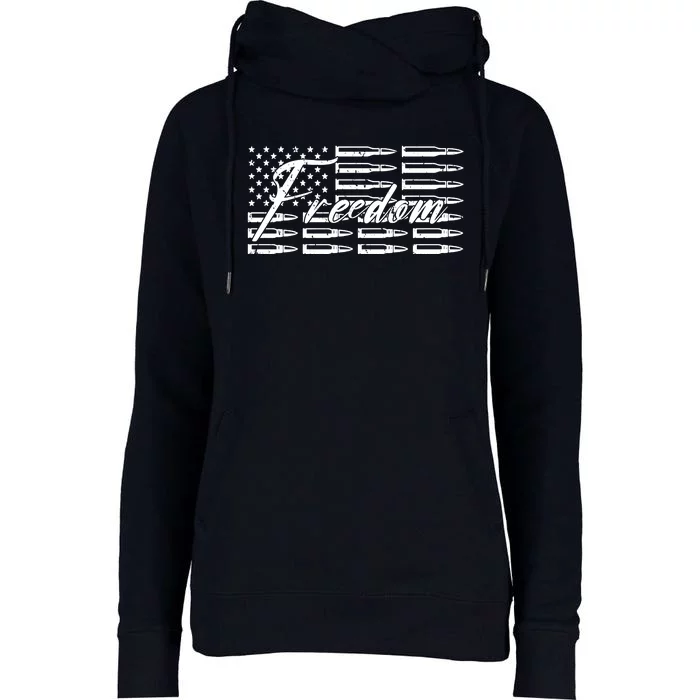 Freedom United States Gun Bullets Womens Funnel Neck Pullover Hood