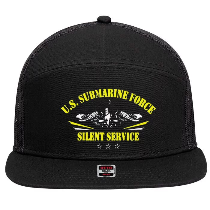 Funny U.S Submarine Force Silent Service Veteran Submariner Gifts 7 Panel Mesh Trucker Snapback Hat