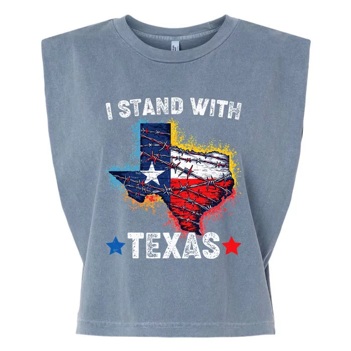 Flag Usa State Of Texas I Stand With Texas Garment-Dyed Women's Muscle Tee