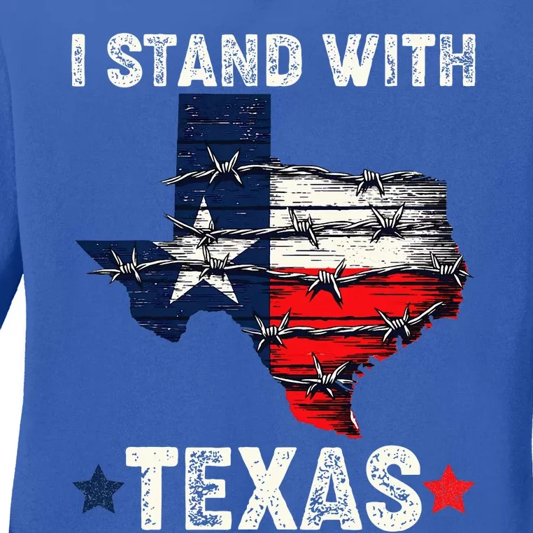 Flag Usa State Of Texas I Stand With Texas Ladies Long Sleeve Shirt