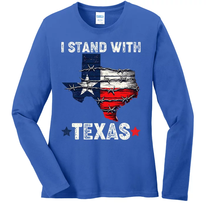 Flag Usa State Of Texas I Stand With Texas Ladies Long Sleeve Shirt