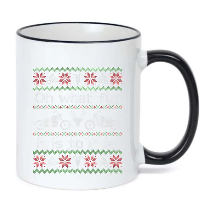 Funny Ugly Sweater Christmas Motorcycle Hog Biker Gift Black Color Changing Mug