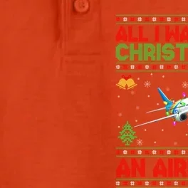 Funny Ugly Sweater All I Want For Christmas Is A Airplane Gift Dry Zone Grid Performance Polo