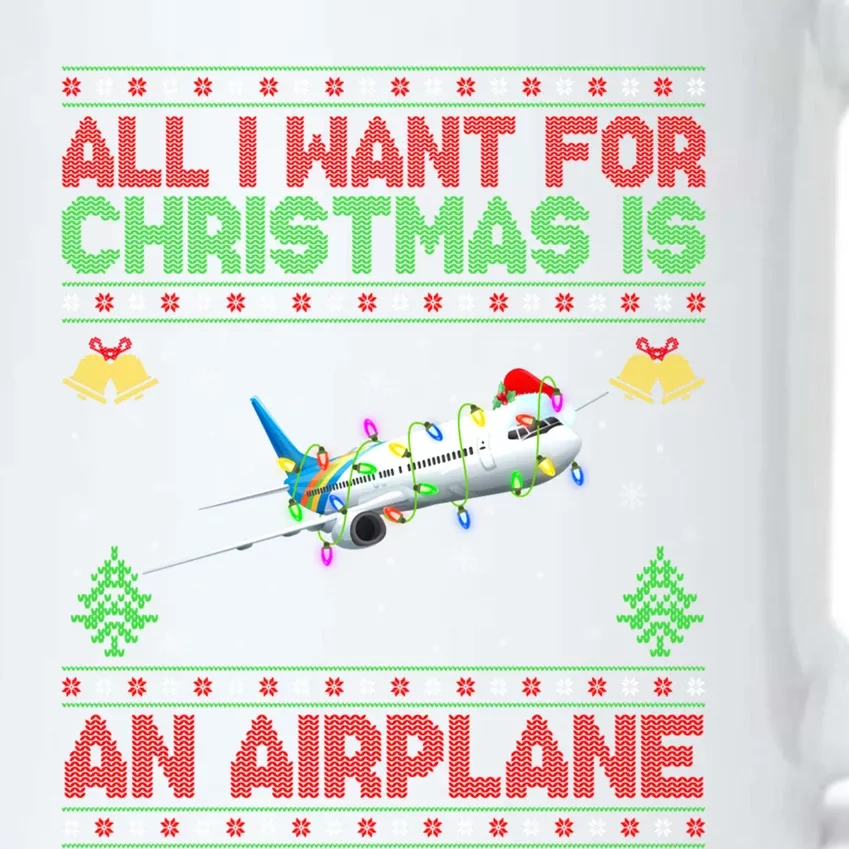 Funny Ugly Sweater All I Want For Christmas Is A Airplane Gift Black Color Changing Mug