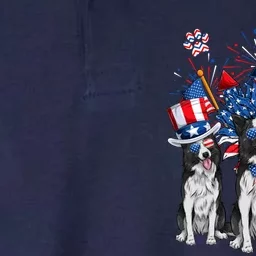 Funny Uncle Sam Border Collie Dogs USA Flag Indepedence Day Softstyle Adult Sport Polo