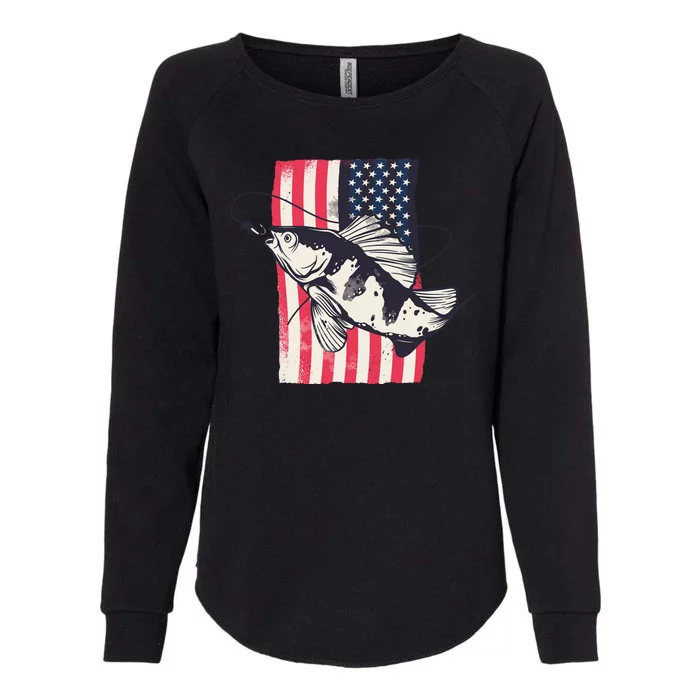 Fishing United States Flag Fisher Vintage Womens California Wash Sweatshirt