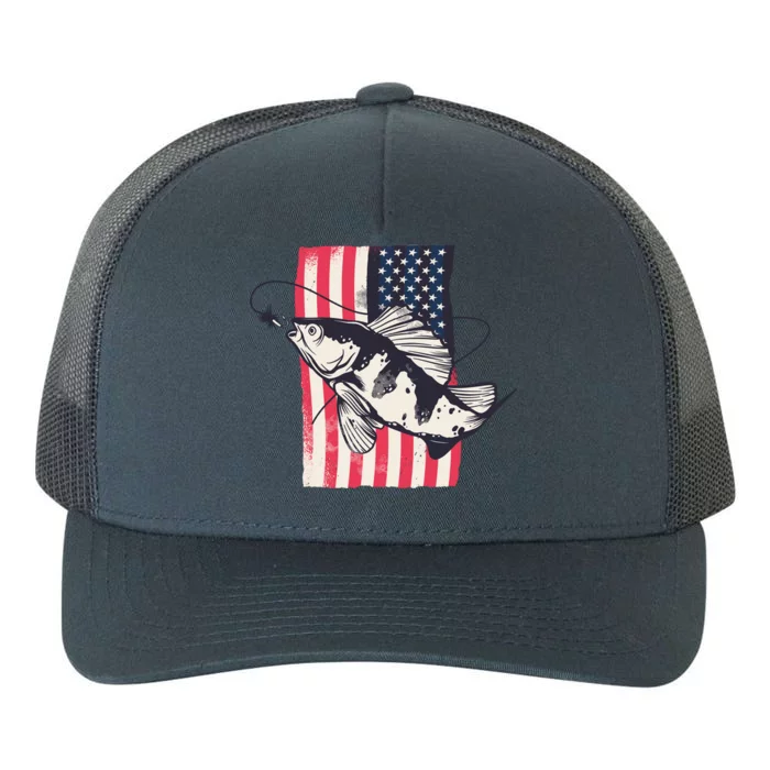 Fishing United States Flag Fisher Vintage Yupoong Adult 5-Panel Trucker Hat