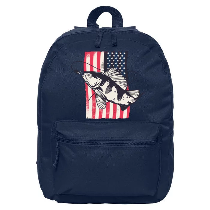 Fishing United States Flag Fisher Vintage 16 in Basic Backpack