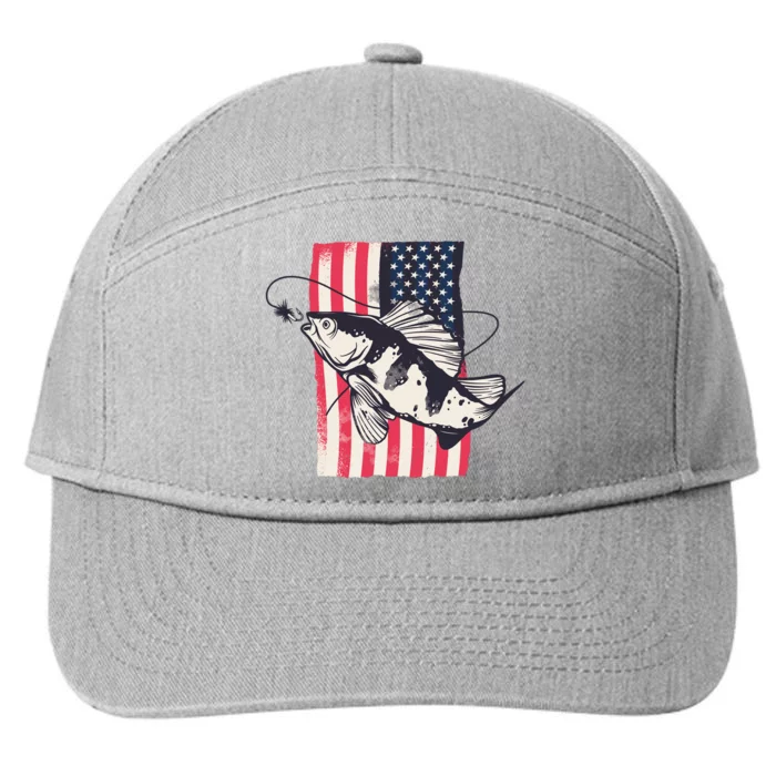 Fishing United States Flag Fisher Vintage 7-Panel Snapback Hat