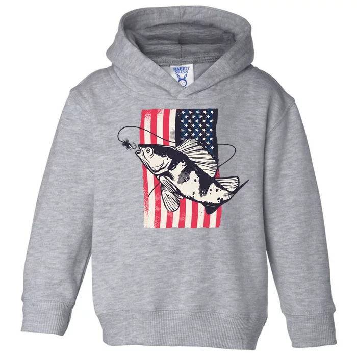 Fishing United States Flag Fisher Vintage Toddler Hoodie