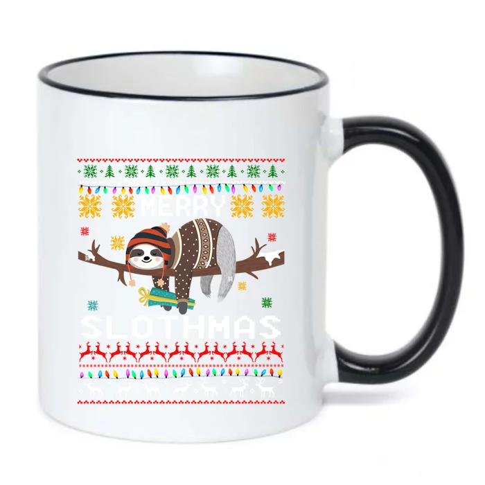 Funny Ugly Sweater Merry Slothmas Sloth Xmas Lover Gift Black Color Changing Mug