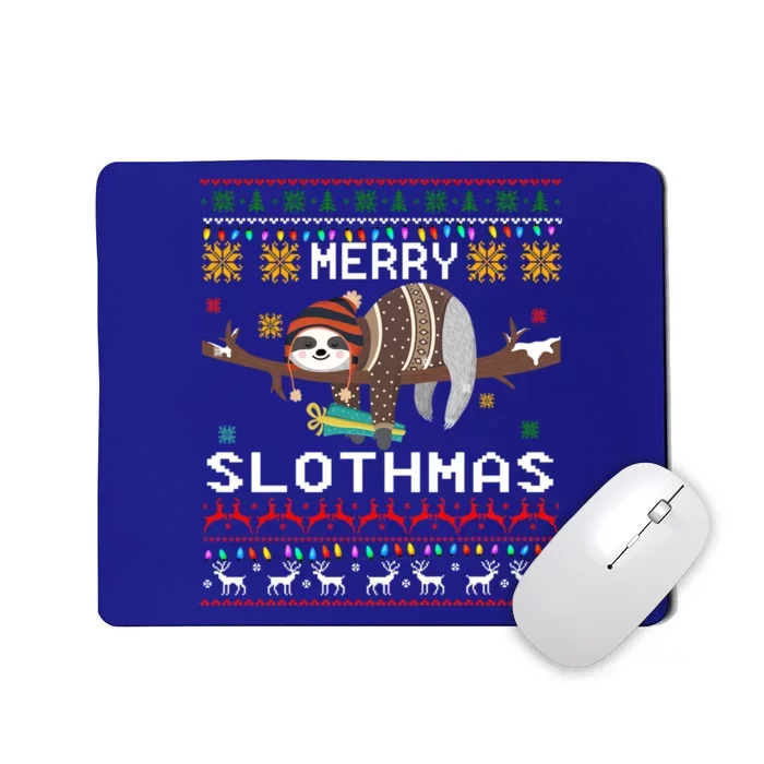 Funny Ugly Sweater Merry Slothmas Sloth Xmas Lover Gift Mousepad