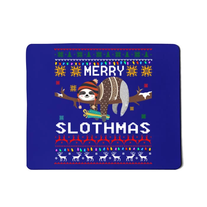 Funny Ugly Sweater Merry Slothmas Sloth Xmas Lover Gift Mousepad