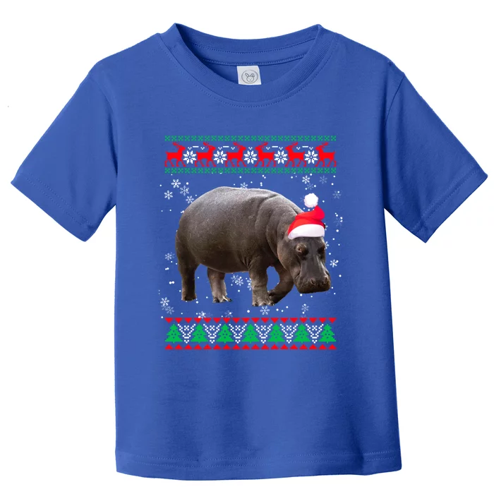 Funny Ugly Sweater Xmas Animals Christmas Hippo Lover Gift Toddler T-Shirt