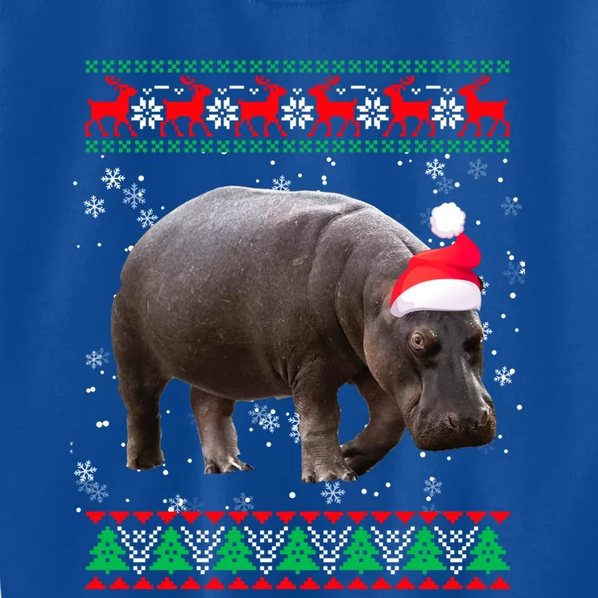 Funny Ugly Sweater Xmas Animals Christmas Hippo Lover Gift Kids Sweatshirt