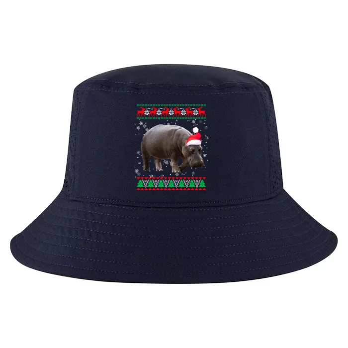 Funny Ugly Sweater Xmas Animals Christmas Hippo Lover Gift Cool Comfort Performance Bucket Hat