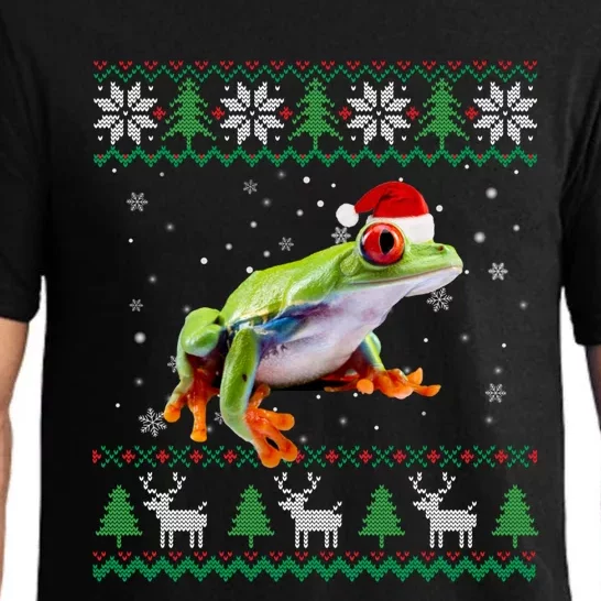 Funny Ugly Sweater Christmas Animals Santa Frog Lover Funny Gift Pajama Set