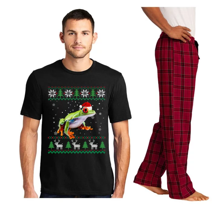 Funny Ugly Sweater Christmas Animals Santa Frog Lover Funny Gift Pajama Set