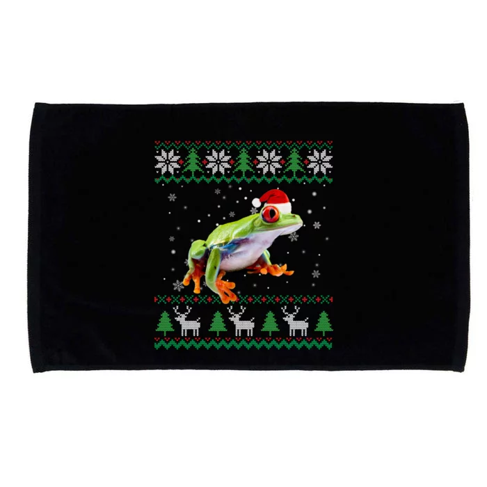 Funny Ugly Sweater Christmas Animals Santa Frog Lover Funny Gift Microfiber Hand Towel