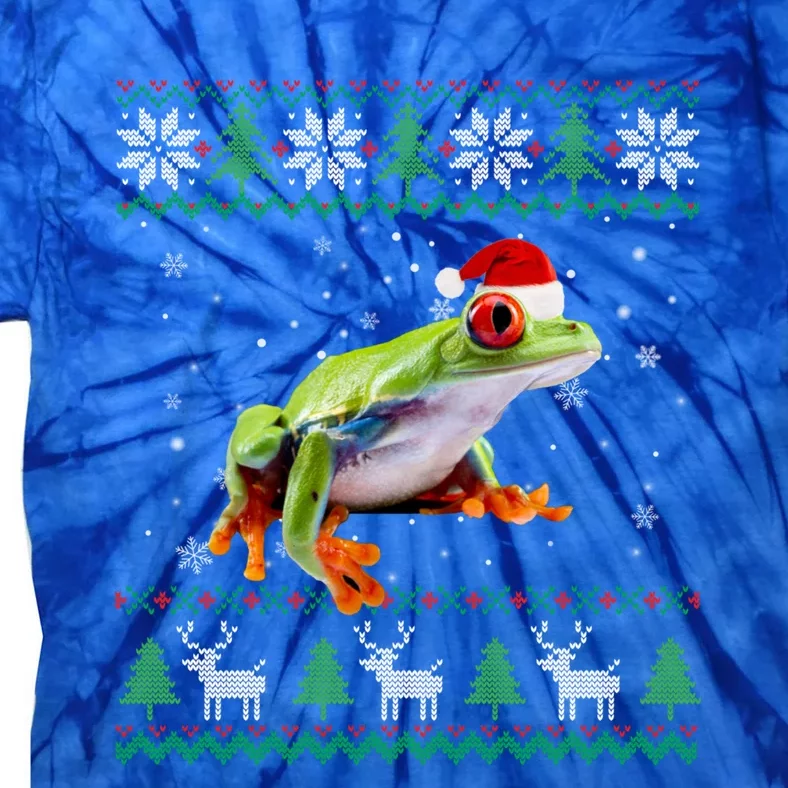 Funny Ugly Sweater Christmas Animals Santa Frog Lover Funny Gift Tie-Dye T-Shirt